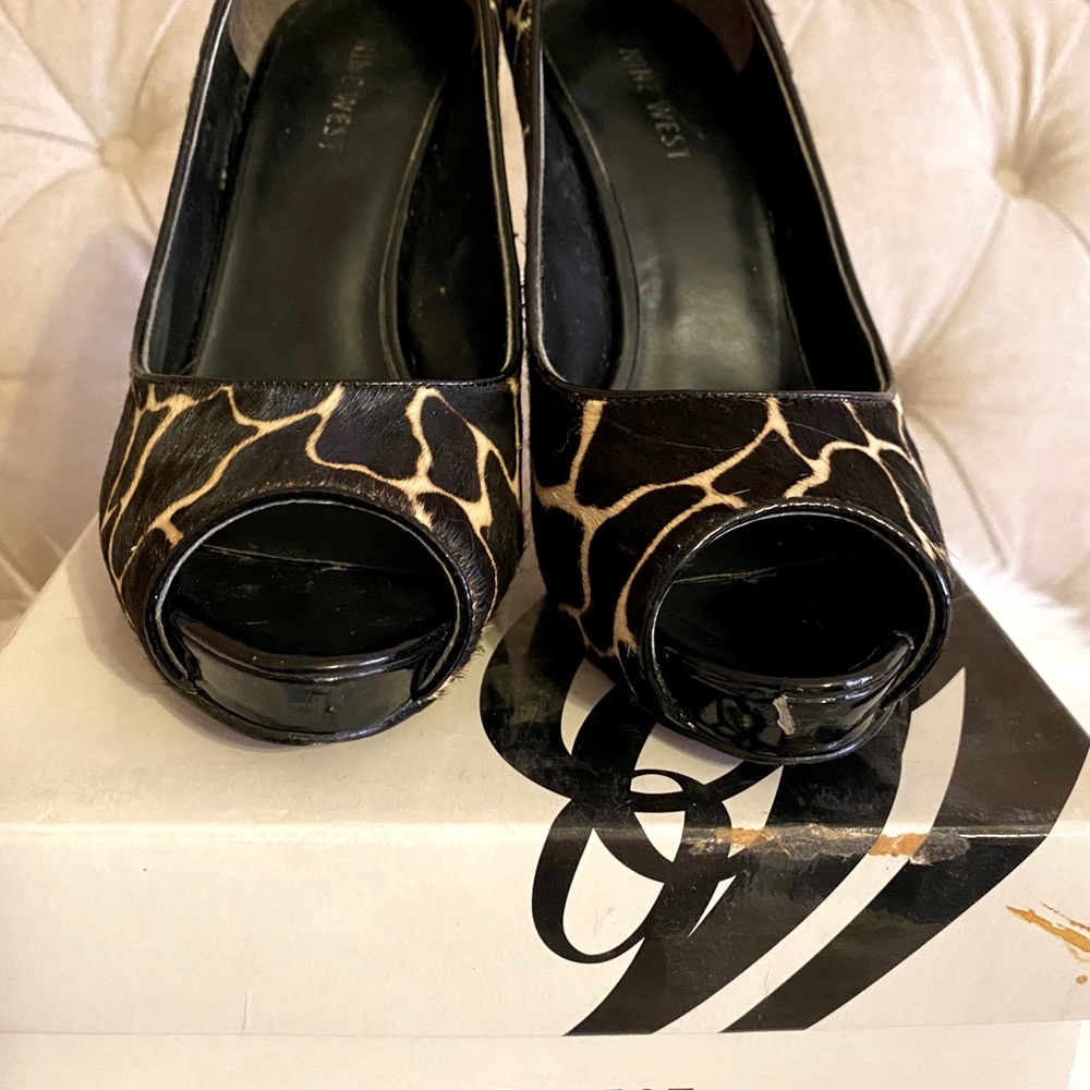 Animal print platform heels